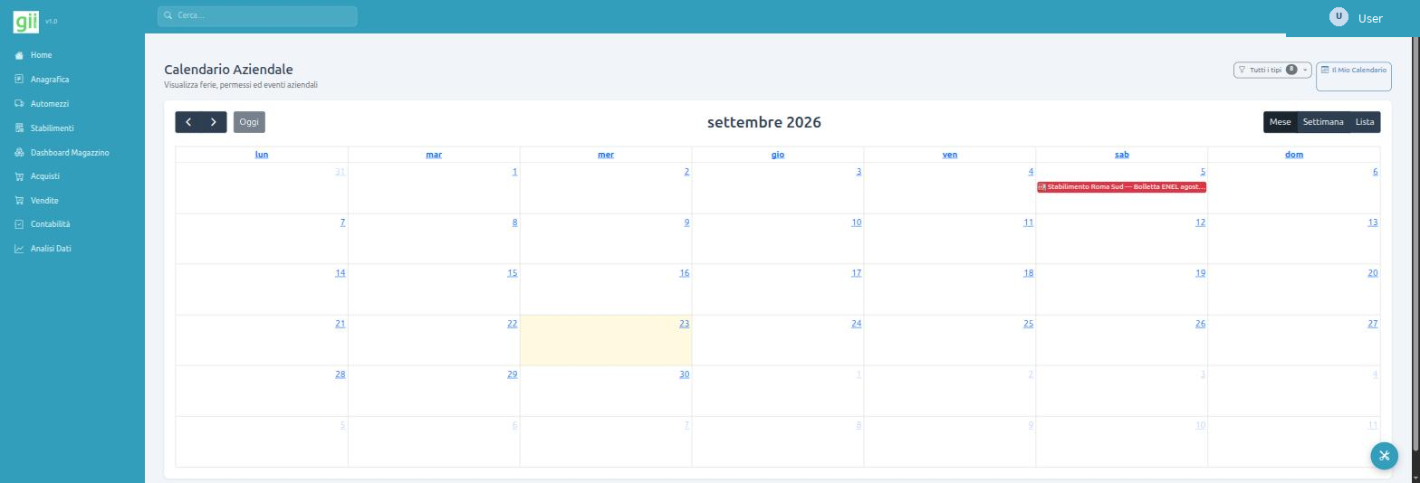 Calendario aziendale in giiSoftware