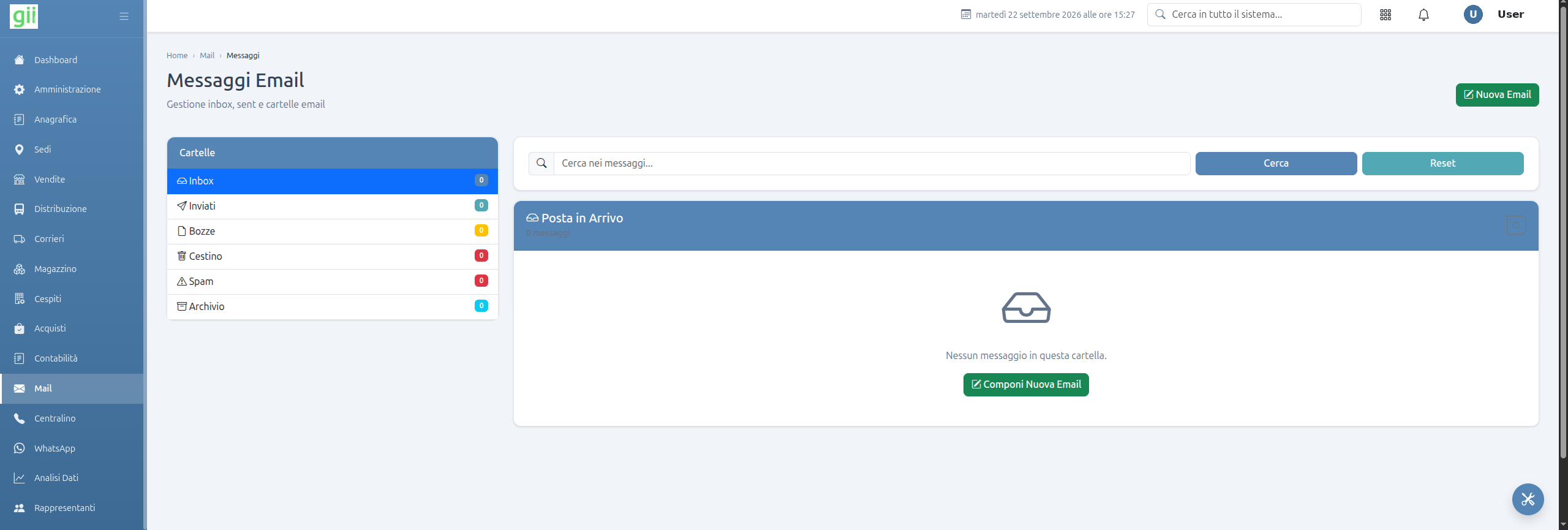Sezione Mail di giiSoftware